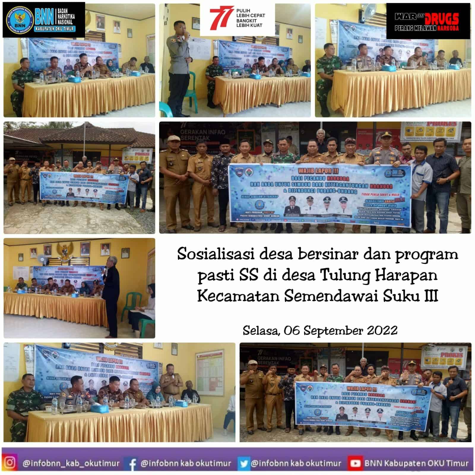 Sosialisasi Desa Bersinar dan Program Pasti SS (Pasien Rehabilitasi Sehat Sembuh) di Desa Bersinar Desa Tulung Harapan Sosialisasi Desa Bersinar dan Program Pasti SS (Pasien Rehabilitasi Sehat Sembuh) di Desa Bersinar Desa Tulung Harapan