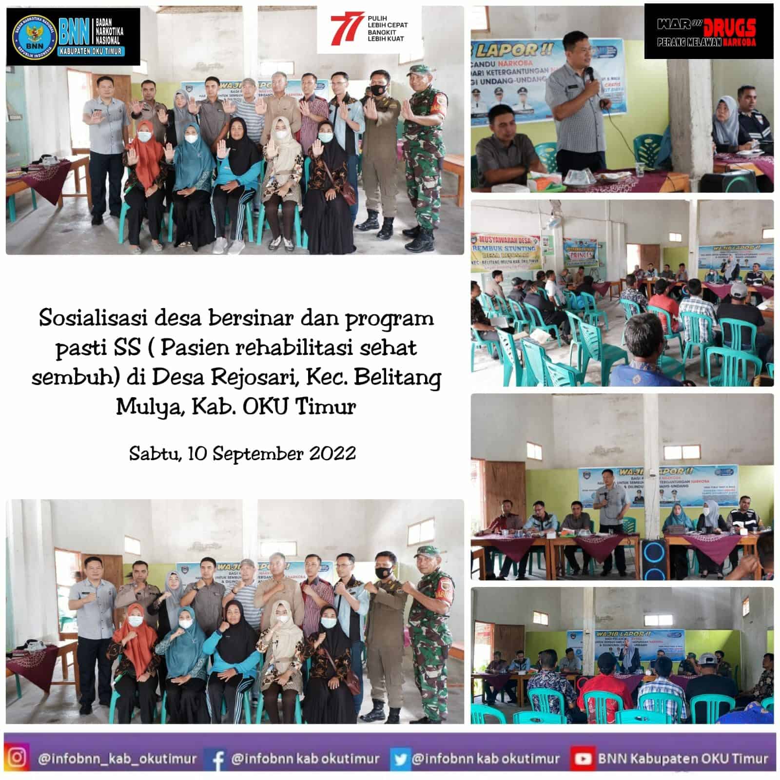 Sosialisasi Desa Bersinar dan Program Pasti SS (Pasien Rehabilitasi Sehat Sembuh) di Desa Bersinar Desa Rejosari Sosialisasi Desa Bersinar dan Program Pasti SS (Pasien Rehabilitasi Sehat Sembuh) di Desa Bersinar Desa Rejosari