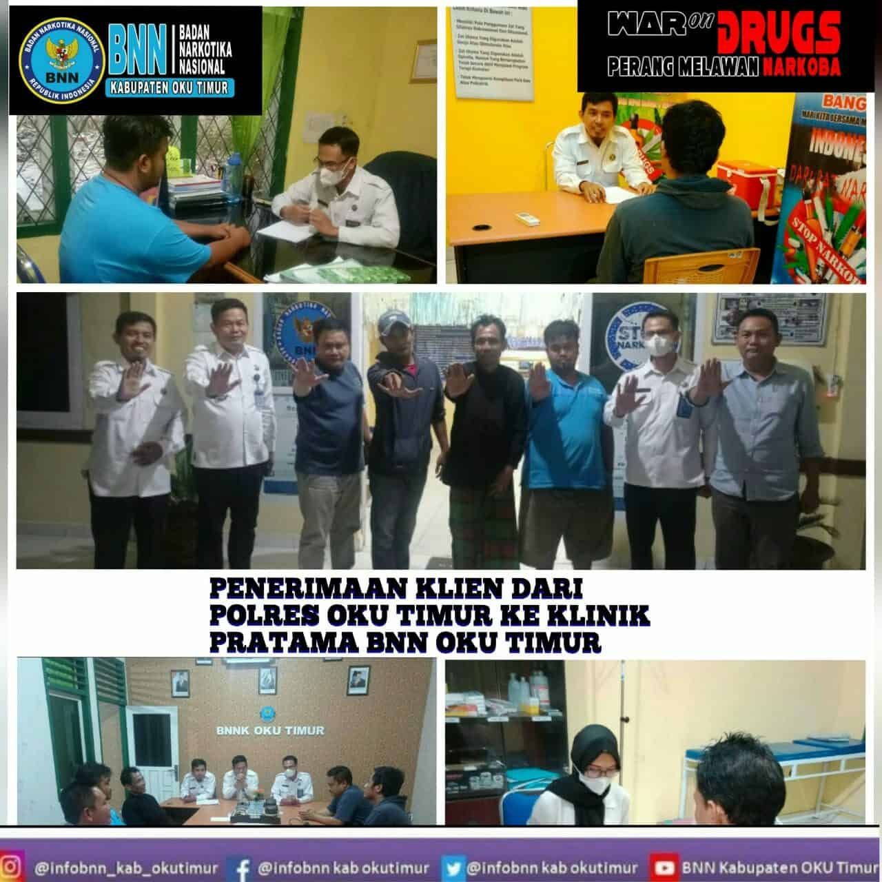 PENERIMAAN KLIEN LIMPAHAN DARI POLRES OKU TIMUR DI KLINIK PRATAMA BNN KABUPATEN OKU TIMUR PENERIMAAN KLIEN LIMPAHAN DARI POLRES OKU TIMUR DI KLINIK PRATAMA BNN KABUPATEN OKU TIMUR