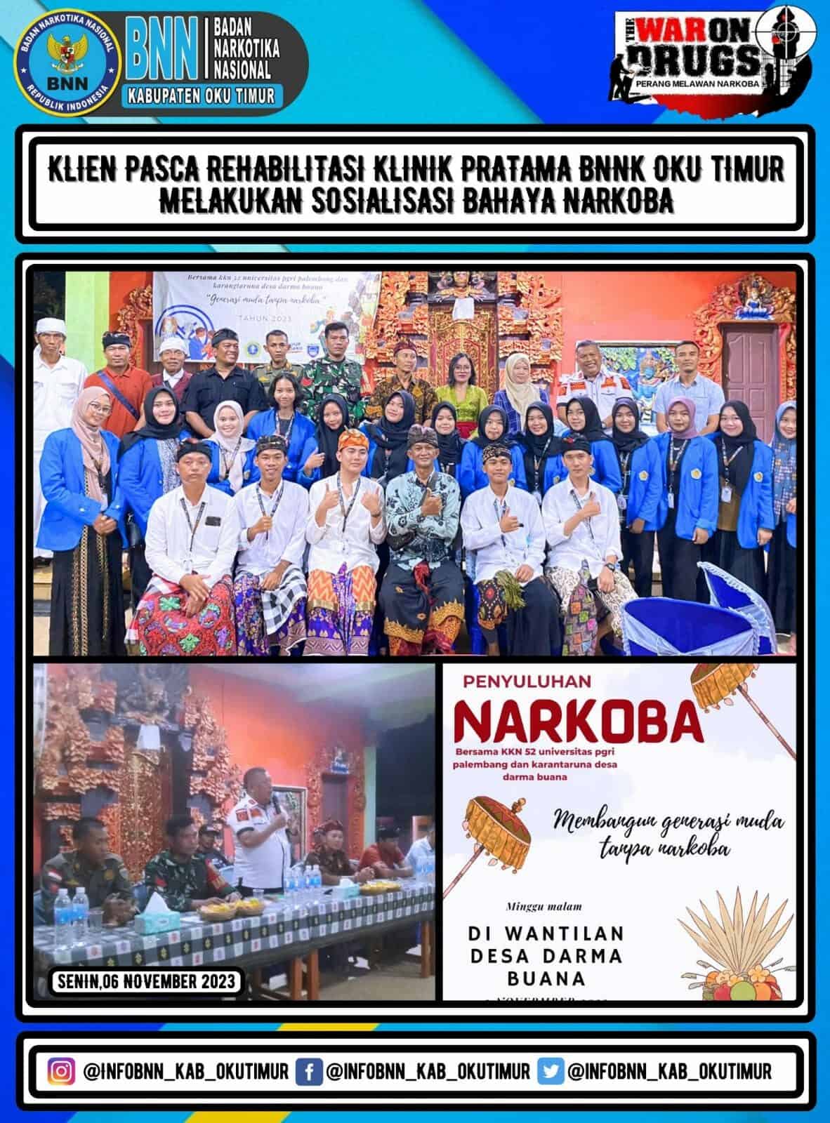 Klien Pasca Rehabilitasi Klinik BNNK OKU Timur Melaksanakan Sosialisasi Narkoba Klien Pasca Rehabilitasi Klinik BNNK OKU Timur Melaksanakan Sosialisasi Narkoba
