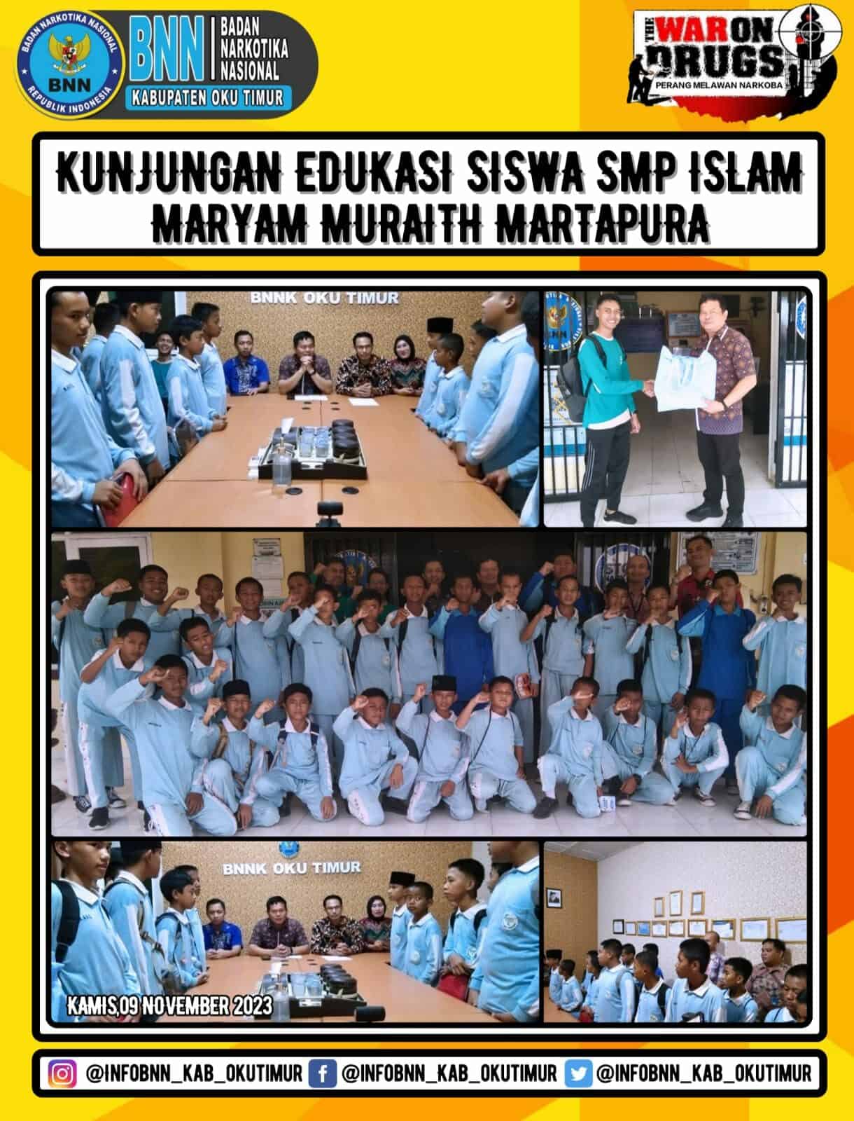 Kunjungan Edukasi SMP Islam Maryam Muraiht Martapura Ke BNNK OKU Timur Kunjungan Edukasi SMP Islam Maryam Muraiht Martapura Ke BNNK OKU Timur