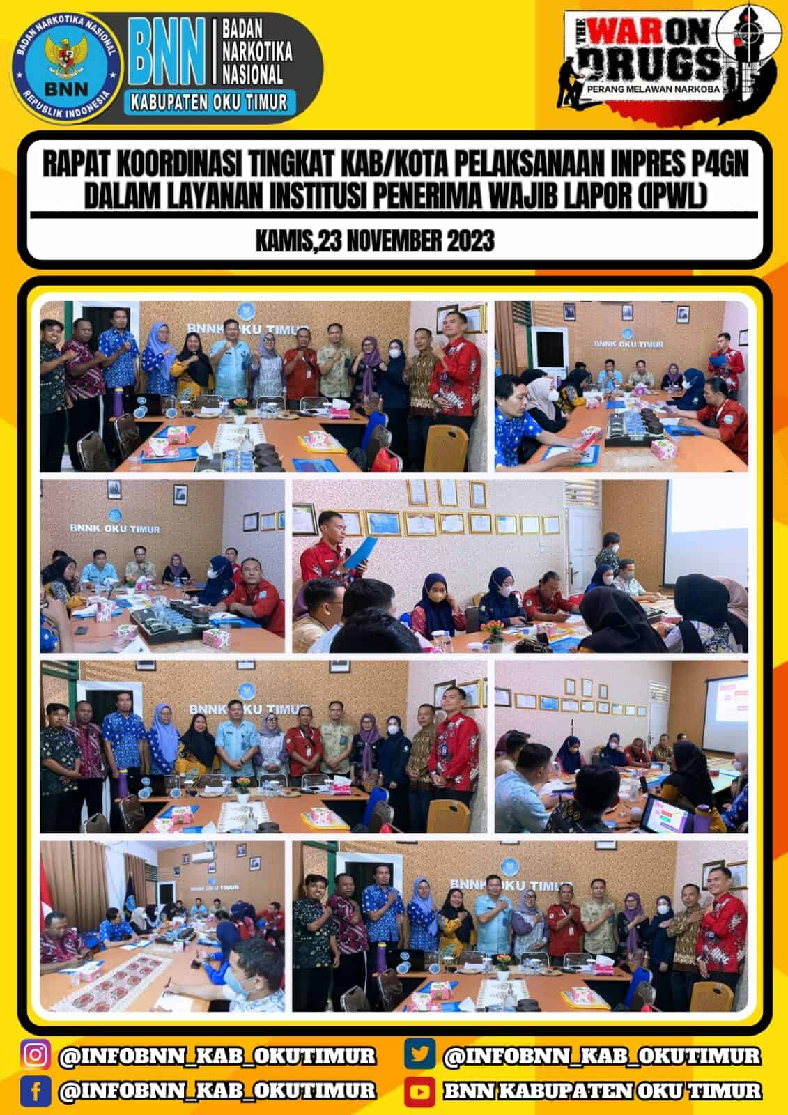 Rakor Kelembagaan Tingkat Kabupaten Pelaksanaan Inpres P4GN Dalam Layanan IPWL di BNNK OKU Timur Rakor Kelembagaan Tingkat Kabupaten Pelaksanaan Inpres P4GN Dalam Layanan IPWL di BNNK OKU Timur