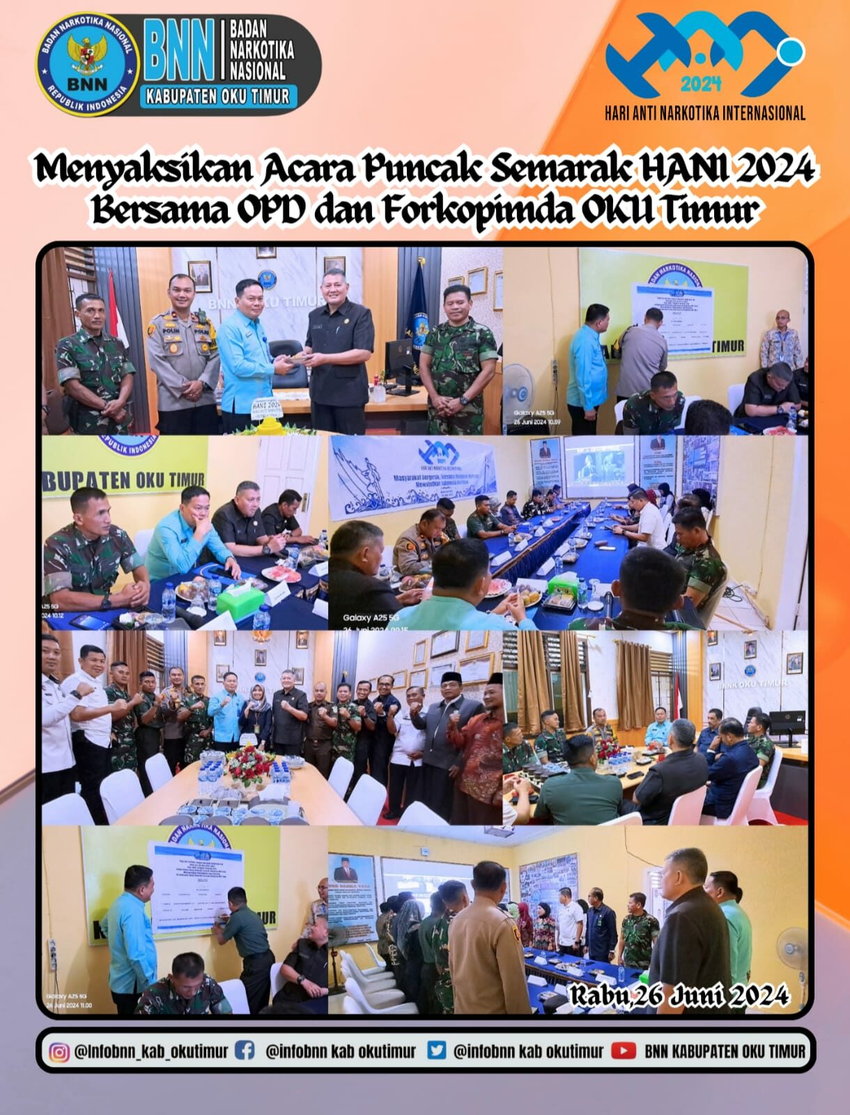Puncak Peringatan HANI 2024 Bersama OPD dan Forkopimda OKU Timur Secara Virtual