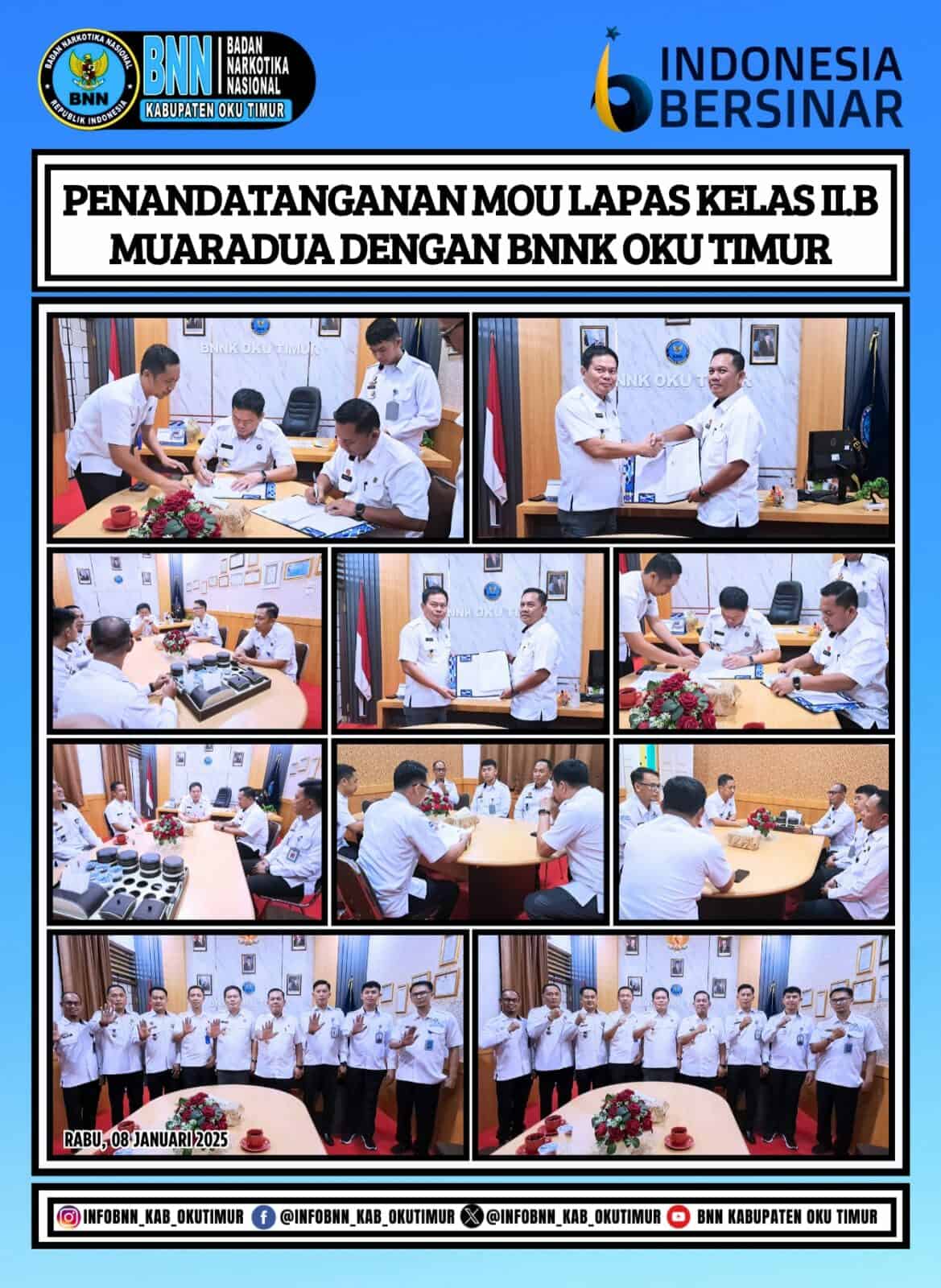 Penandatanganan MOU BNNK OKU Timur dan Lapas Kelas II B Muara Dua Koordinasi Dan Penandatanganan MOU Lapas Kelas II B Muara Dua dengan BNNK OKU Timur
